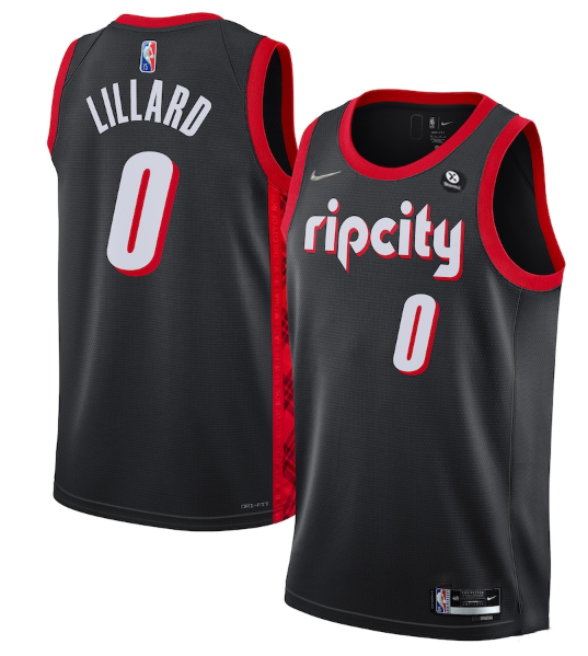Men's Portland Trail Blazers #0 Damian Lillard Black 2021/22 City Edition 75th Anniversary Stitched Basketball Jersey